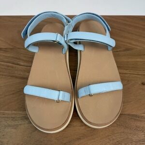 New NWOB Womens Beek Tyto Light Blue Leather Sandals Slides Size 6 M